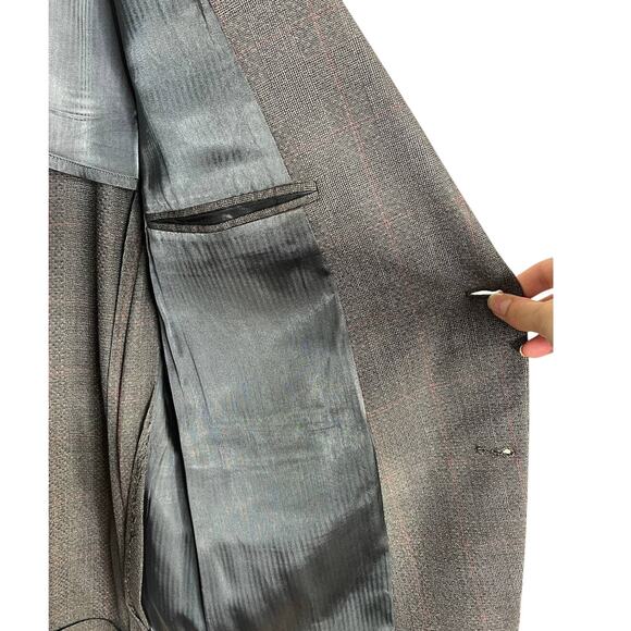 Hart Schaffner Marx 42R Silver Trumpeter LUXURY Blazer Gray Plaid Wool Jacket - Picture 8 of 11